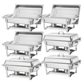 Rectangle Chafing Dish, 9 Qt 6 Pack Stainless Steel Dish