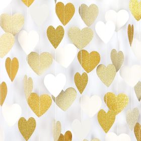 White-Gold Party-Decorations Heart Streamers Garlands