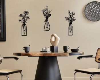 3 Pieces Metal Flowers Wall Arts -House Warming