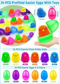 24 Pack Prefilled Easter Eggs with Chick LED Puffer Balls