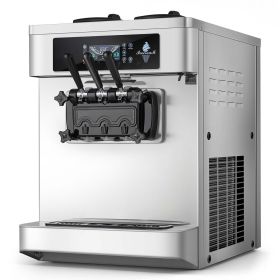 Ice Cream Machine, 20-28L/H Yield, 2200W 3-Flavor Countertop