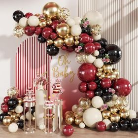 Burgundy Black White Gold Balloon Arch Garland Kit