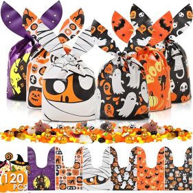 AhfuLife 120 PCS Halloween Treat Candy Bags