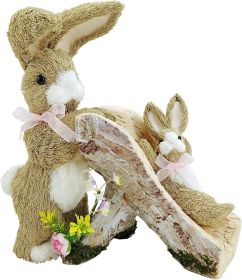 Sisal Easter Bunny Decor with Slide, Straw Decoratipons