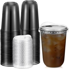 50 Pcs Round Bottom Plastic Cups with Sip Lids