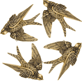 4 Pcs Vintage Bird Wall Sculpture Decor Art 4.7 Inch