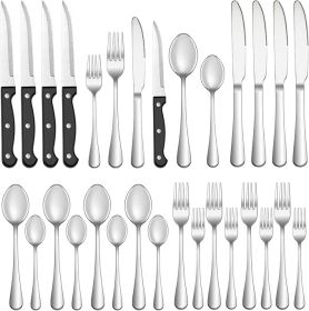 24 Pcs Silverware Set with Steak Knives For Cutlery Utensil Sets