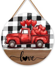 Valentines Day Door Decor,Red Truck Hearts