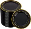 00PCS Black and Gold Plastic Plates For Party