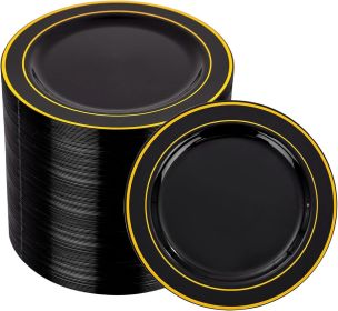 00PCS Black and Gold Plastic Plates For Party