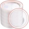 100PCS Clear Rose Gold Plastic Plates Disposable - for Parties