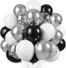 Black and Silver Balloons, Black White Silver Confetti Balloons