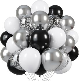 Black and Silver Balloons, Black White Silver Confetti Balloons