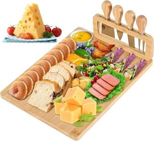 Bamboo Cheese Board and Knife Set - 14' x 11' Anniversary