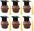 Ephlyn 24Pcs 2025 Graduation Cap Cupcake Toppers