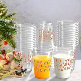 Christmas Clear Plastic Cups 12 Oz Gingerbread Men