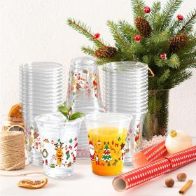 Christmas Clear Plastic Cups 12oz Christmas Disposable Cups