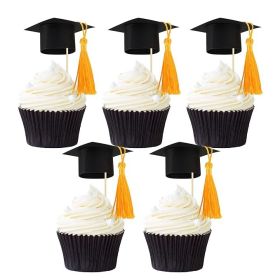 Gyufise 24Pcs 2025 Graduation Cap Cupcake Toppers
