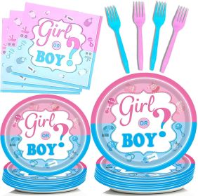 Gender Reveal Tableware Plates Baby Shower Birthday Party Supplies