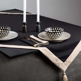 Thyme & Table Handmade Table Throw, Black Gold