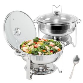 VEVOR 2-Pack Round Chafing Dish Set with Pan Glass Lid Fuel Holder