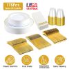 175Pcs Disposable Gold Dinnerware Set