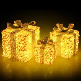 Set of 3 Christmas Lighted Gift Boxes decoration