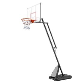 Basketball Hoop, 7.6-10 ft Adjustable Height Portable Backboard System, 50 inch Basketball Hoop & Goal, Kids & Adults Basketball Set with Wheels