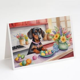 Decorating Easter Dachshund Greeting Cards