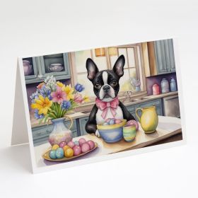 Decorating Easter Boston Terrier Greeting Cards