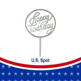 Gray  Acrylic Happy Birthday Cake Topper Decoration