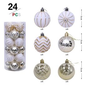 24Pcs White Gold Mixed Christmas Tree Decoration