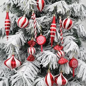Christmas Ball Ornaments Red Candy Cane Xmas Tree Hanging Pendants