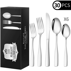 30 Piece Silverware, TINANA Stainless Steel Flatware