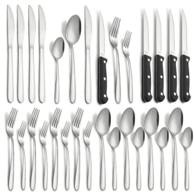 Bestdin 24 Pieces Silverware Sets with Steak Knive