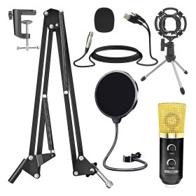5 CORE XLR Microphone Condenser Mic w Microphone ARM for Computer Gaming Podcast Tripod Stand Kit for Streaming Recording Vocals Voice Cardioids Studi
