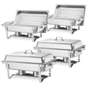 Rectangle Chafing Dish, 9 Qt 4 Pack Stainless Steel  Dish