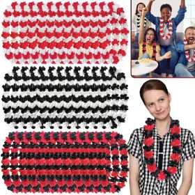 30 Pcs Racing Party Flower Leis Black White Red