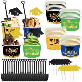 24Sets Graduation Season Ice Cream Decorations Kit Cups