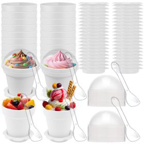 Dessert Cup Set Lid Bottom Tray 40 Plasti Cups 100 Spoons
