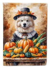 Samoyed Thanksgiving House Flag Porch Sleeve Pole