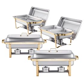 Chafing Dish Buffet Set, 8 Qt 4 Pack, Stainless Steel Chafer