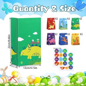 12Packs Christmas Dinosaur Candy Bags with 24Pcs Stickers