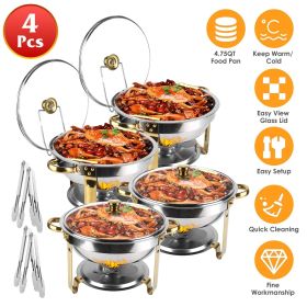 4 Pack Round Chafing Dish Buffet Set
