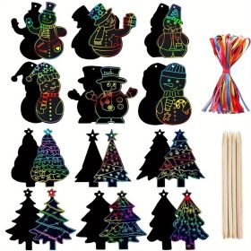 Christmas Scratch Paper Xmas Tree Snowman