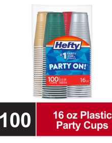 Hefty Party On Plastic Cups, Holiday Assorted Colors