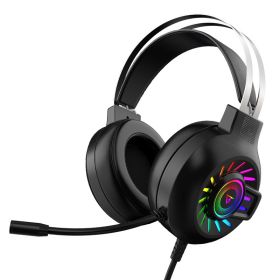 Wired microphone headband headset rainbow-emitting computer
