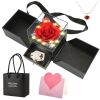 Preserved Red Real Rose with Heart Necklace
