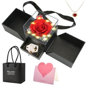 Preserved Red Real Rose with Heart Necklace