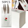 Rose Dinner Napkins, Disposable White Party Napkins